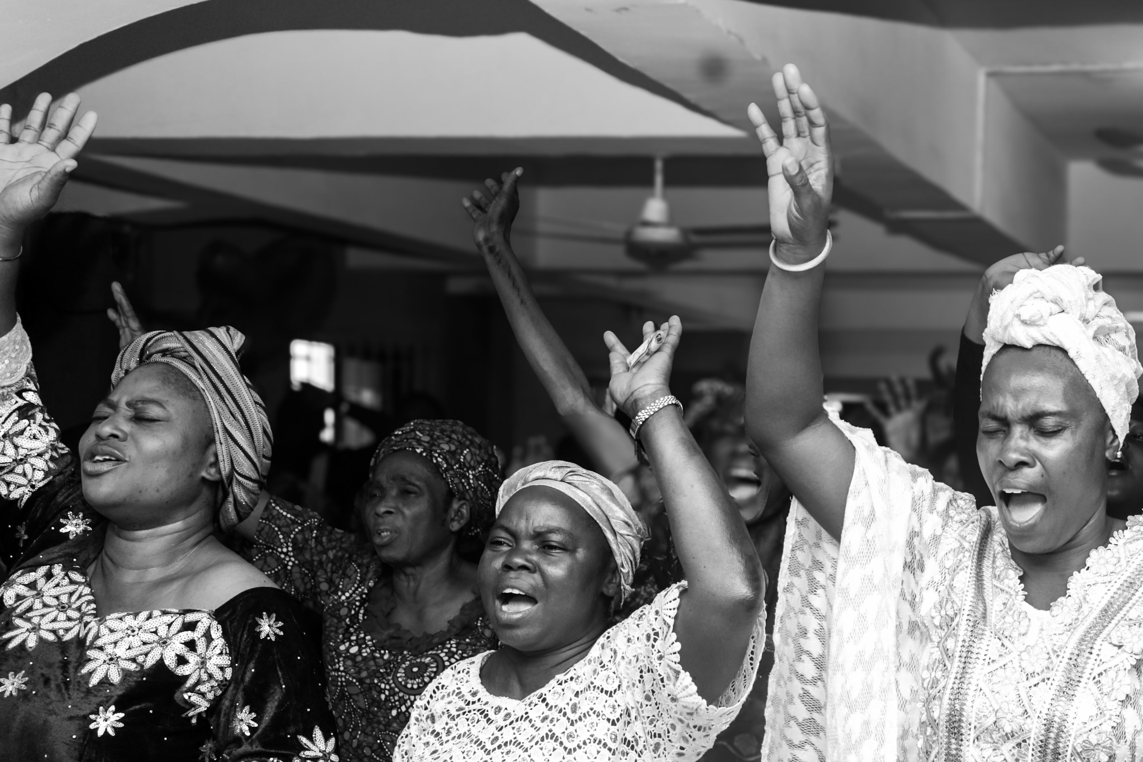 Joyful celebration by a group of African women