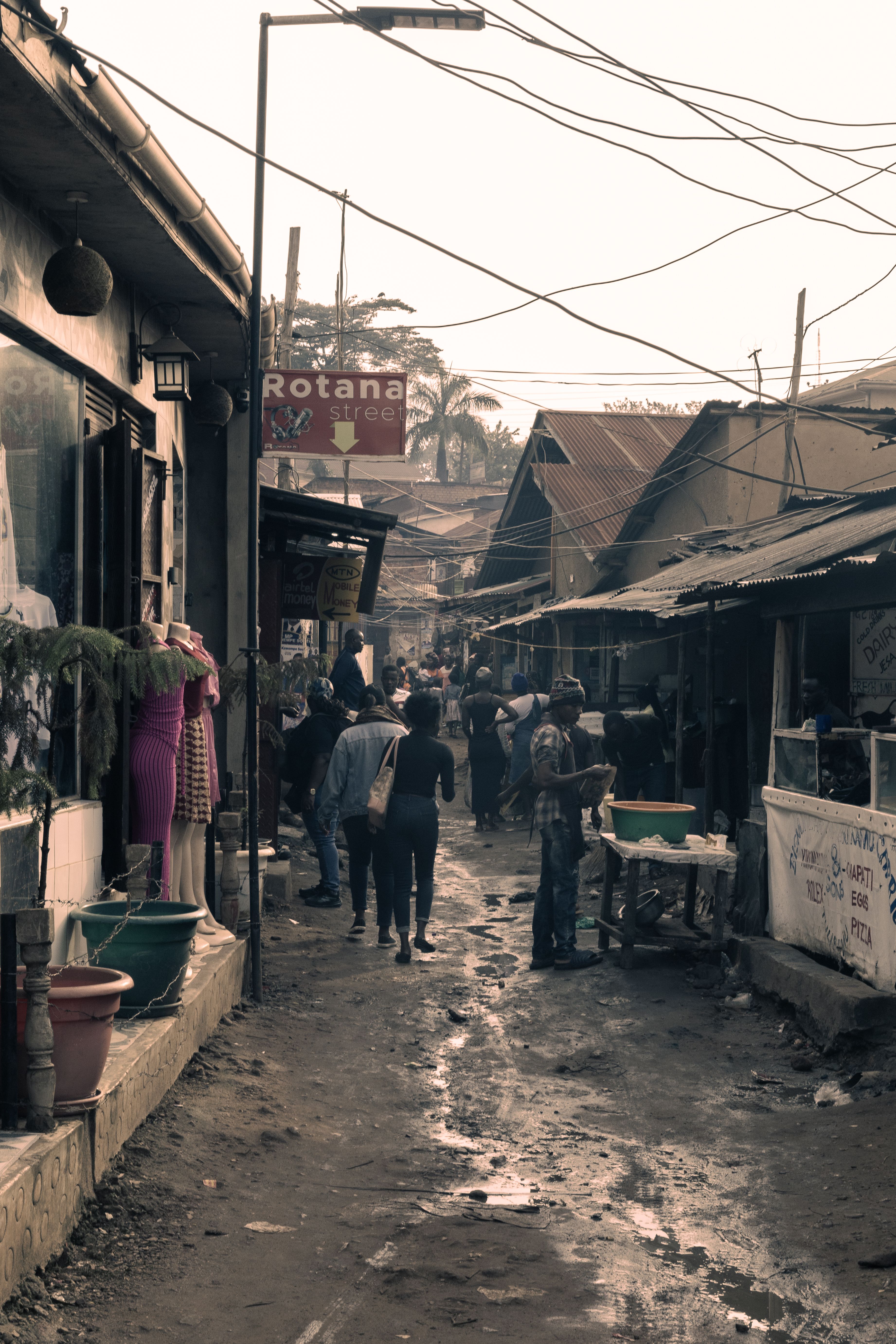 Bustling street market in Kampala, Uganda